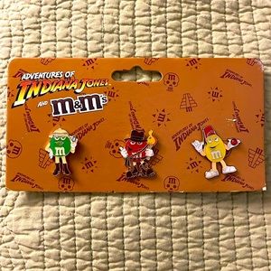 M & M'S ADVENTURES OF INDIANA JONES PROMOTIONAL 3 PIECE PIN SET